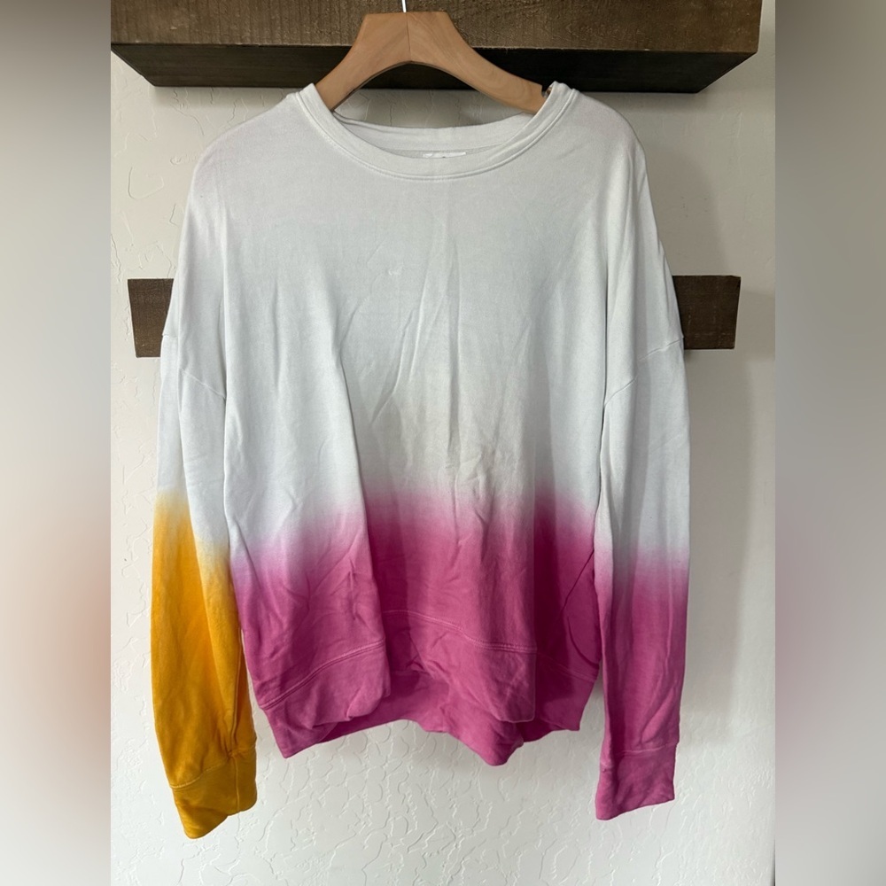 Sundry|Boho Dip dyed ombré  Pink and Yellow Crewneck Sweatshirt•••size large - Picture 2 of 13